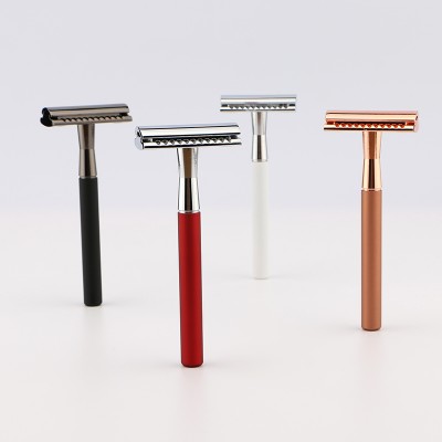 Private label three piece haward safety razor brass copper handle double edge safety razor set