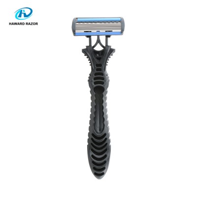 High quality super six/6 blade plastic&rubber handle disposable razor