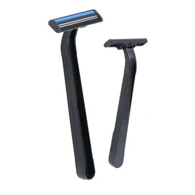 D206L long plastic handle disposable twin blade shaving razor fixed head type with lubricating strip razor