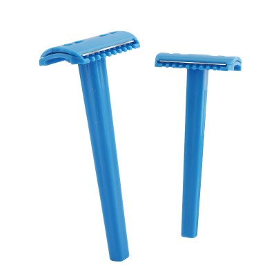 Plastic handle double edge medical prep razor with comb