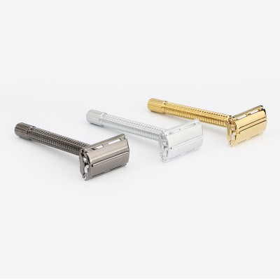 double edge blade mens shaving long handle butterfly twist to open safety razor